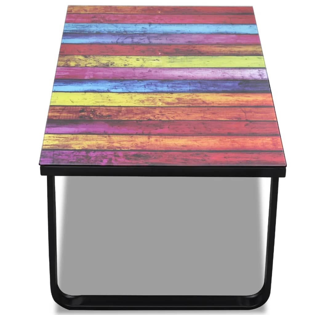 Salontafel met regenboog-print glazen tafelblad