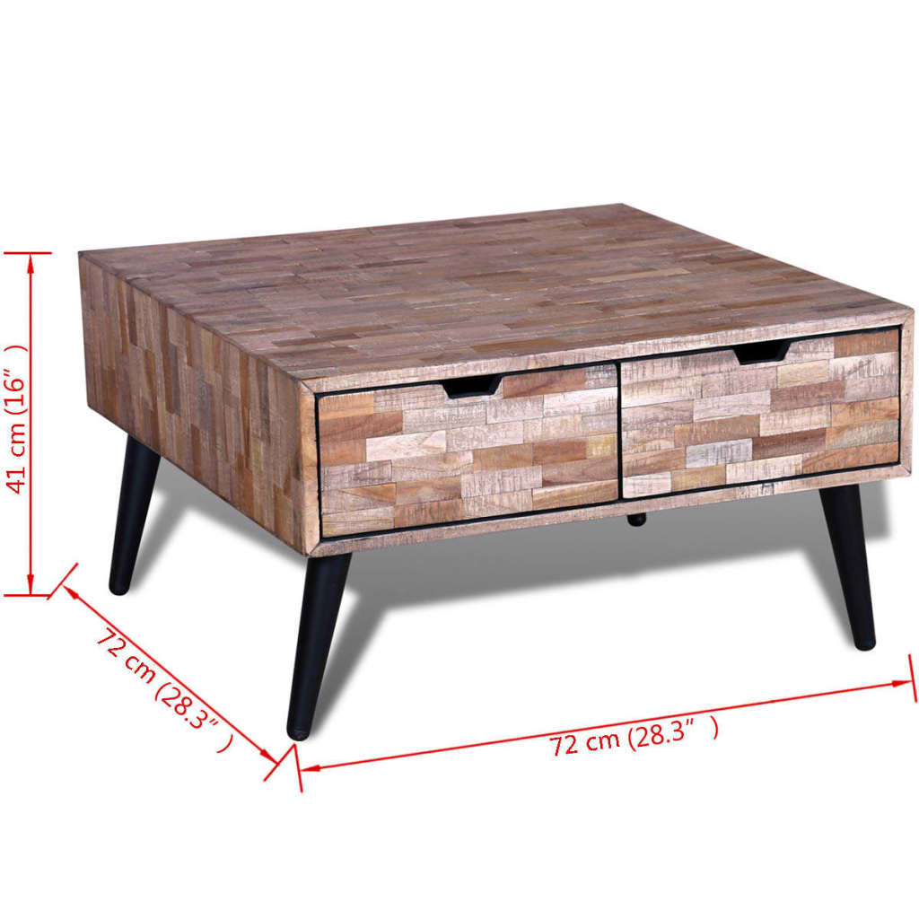 Salontafel met 4 lades gerecycled teakhout