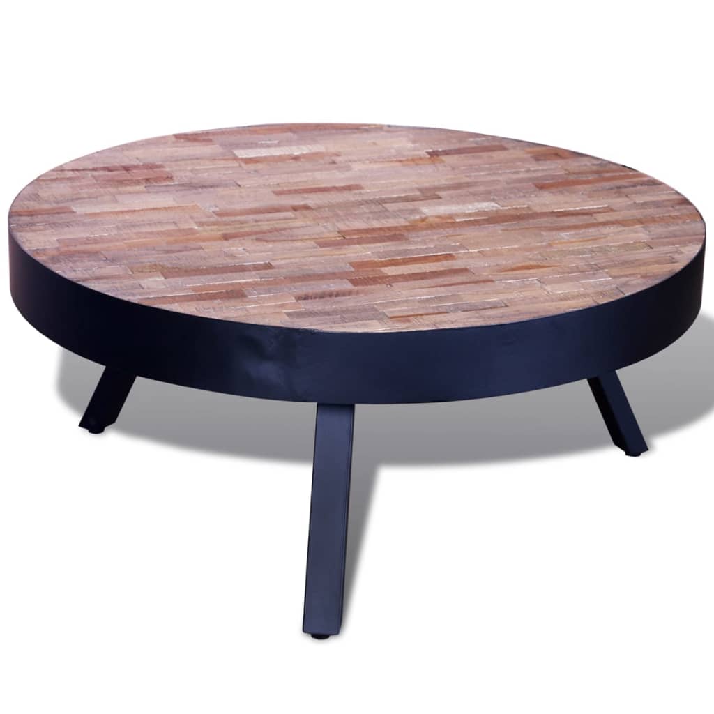 Salontafel rond gerecycled teakhout