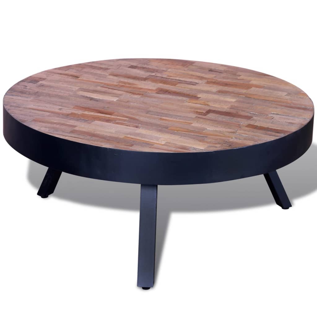 Salontafel rond gerecycled teakhout