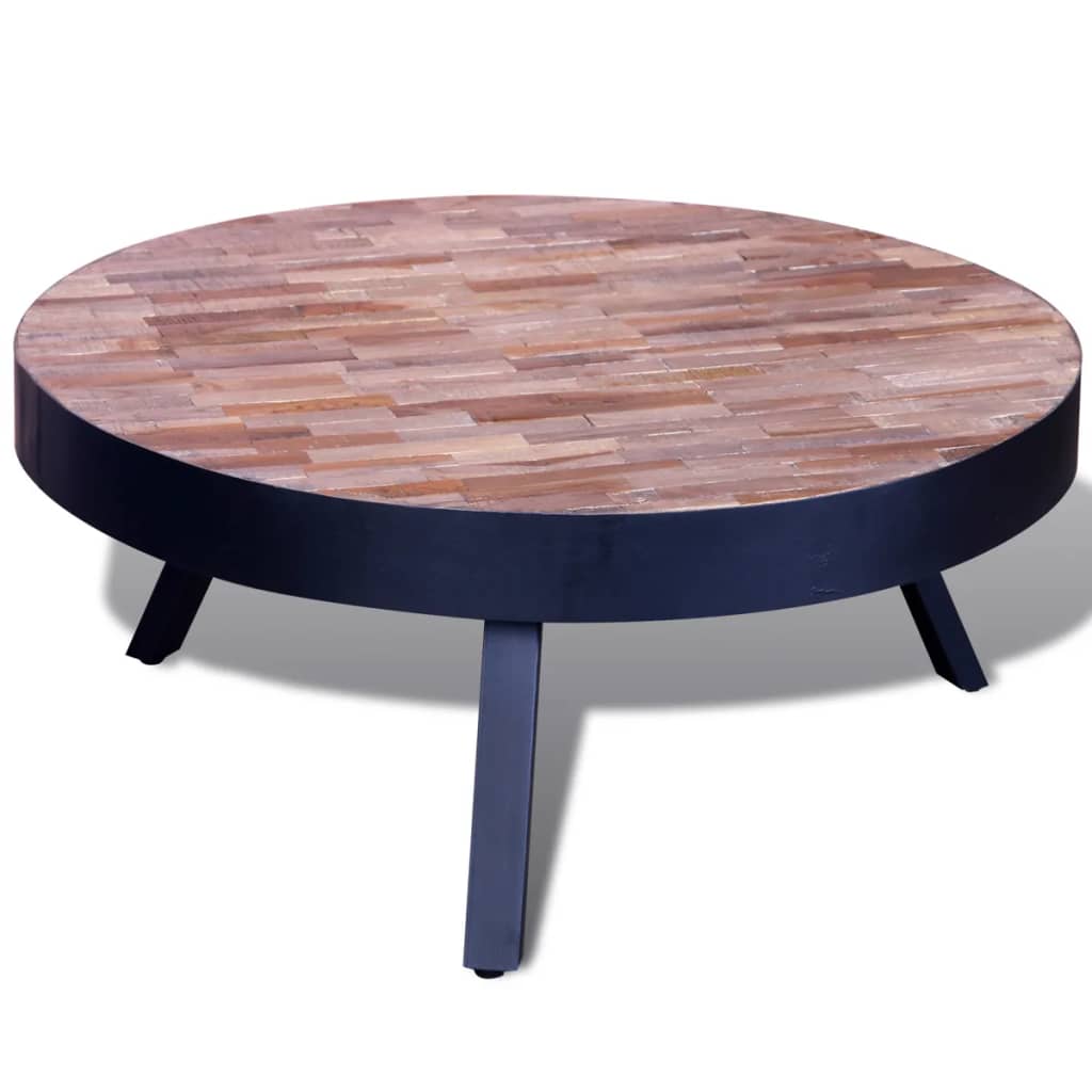 Salontafel rond gerecycled teakhout