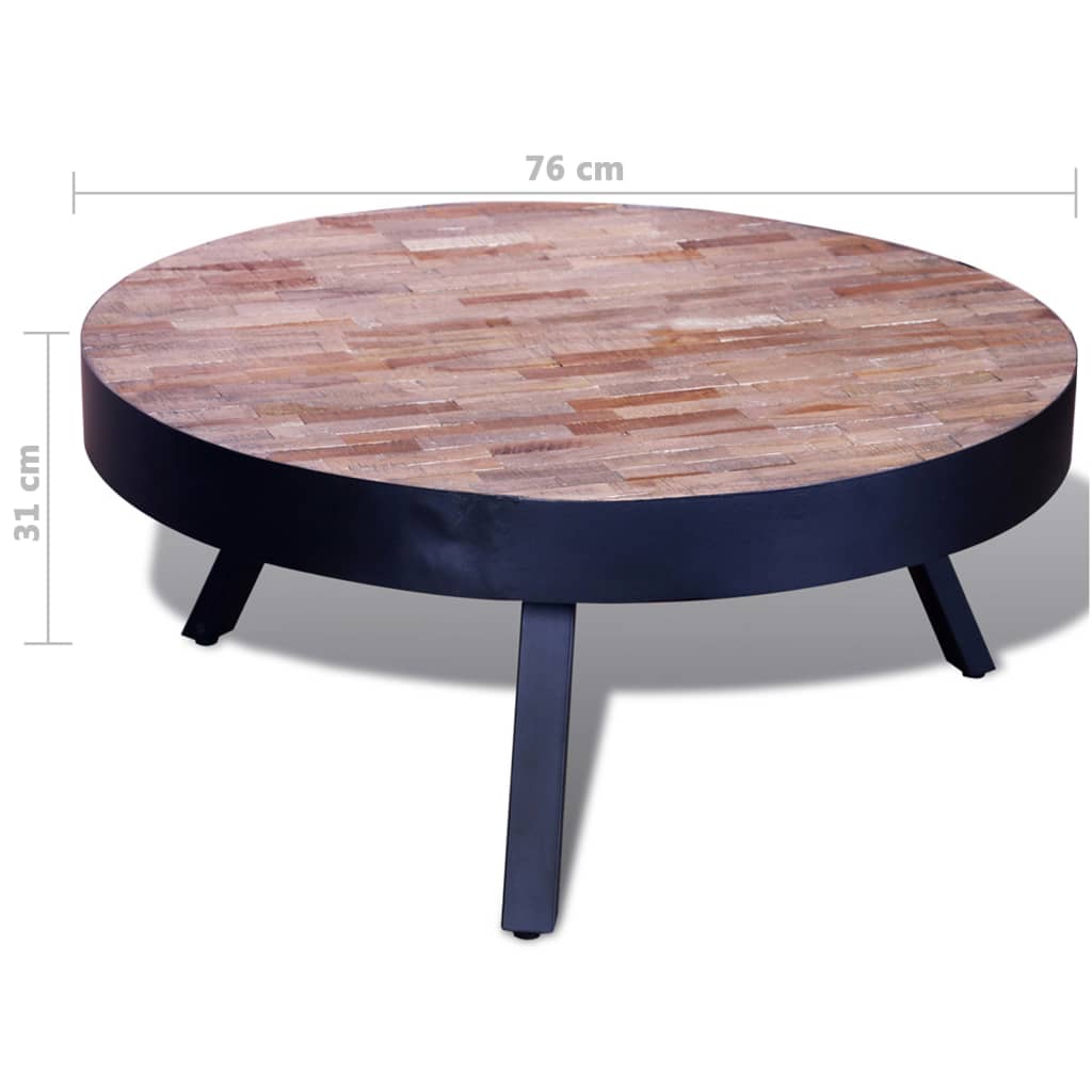 Salontafel rond gerecycled teakhout