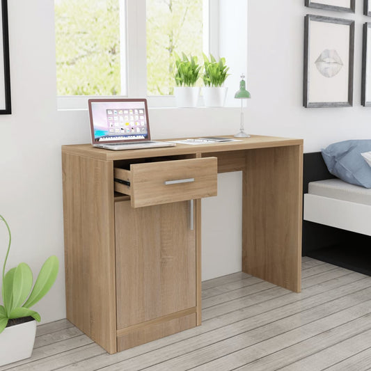 Bureau met lade en kastje 100x40x73 cm eiken