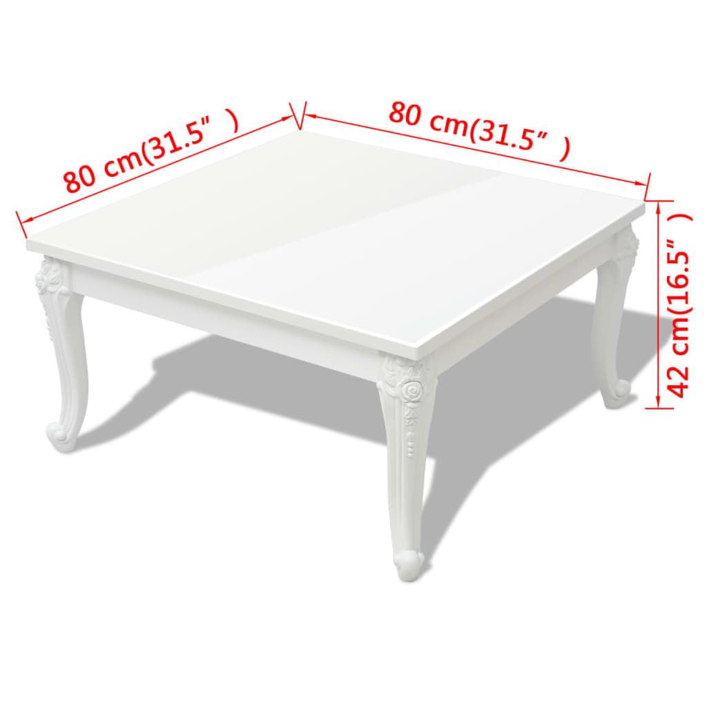 Salontafel 80x80x42 cm hoogglans wit