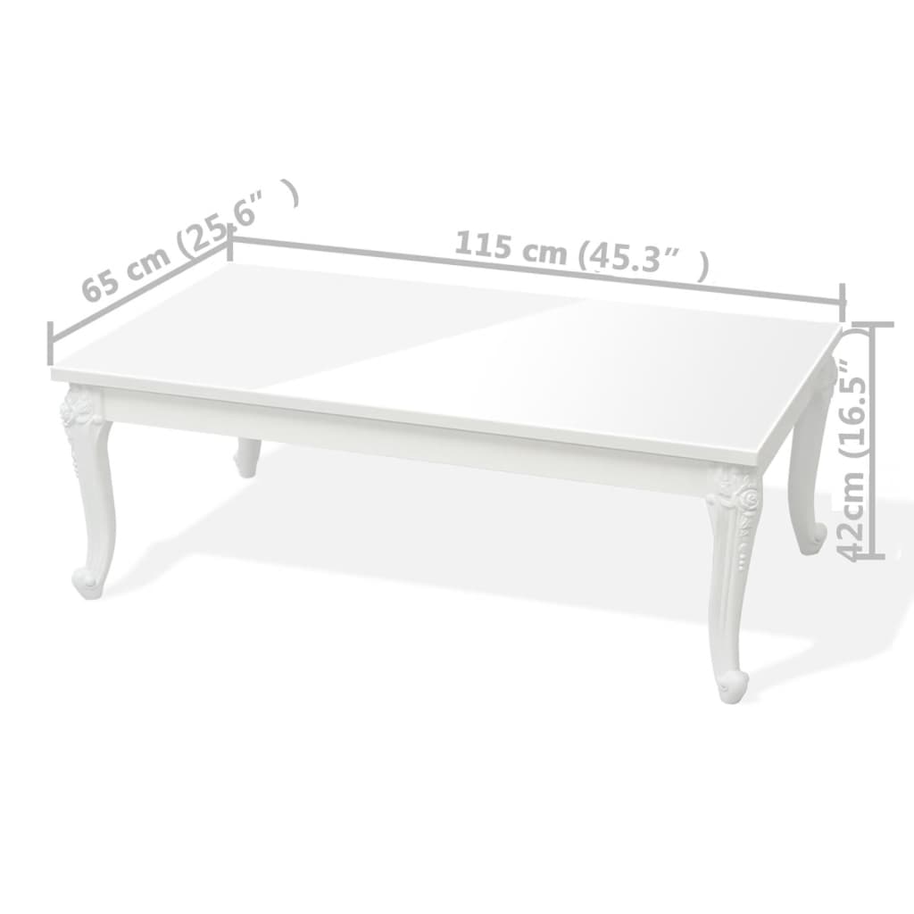 Salontafel 115x65x42 cm hoogglans wit