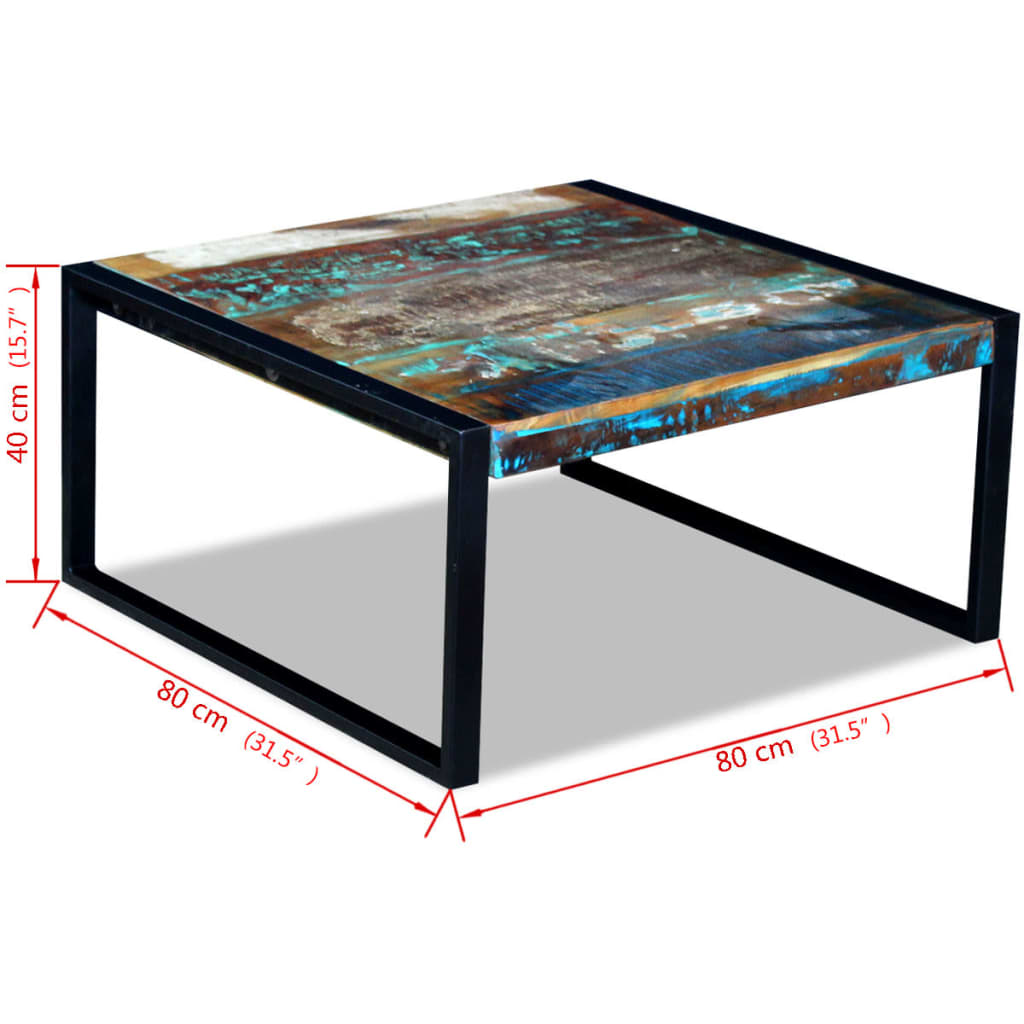 Salontafel 80x80x40 cm massief gerecycled hout