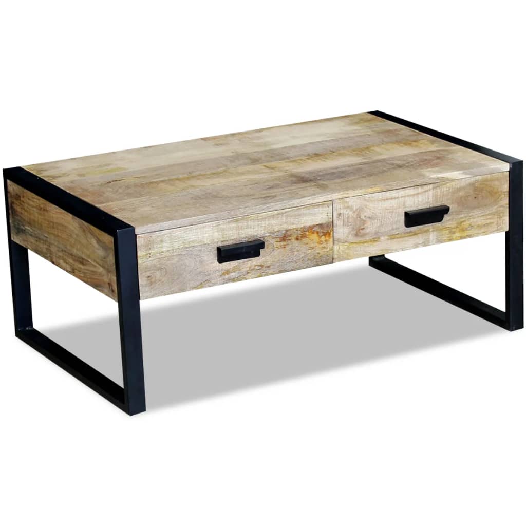 Salontafel met 2 lades 100x60x40 cm massief mangohout