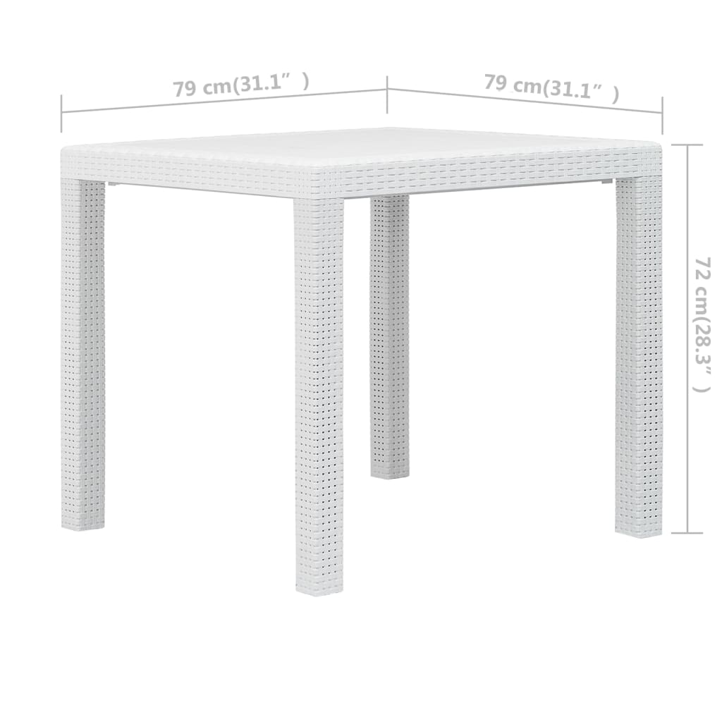 Tuintafel 79x79x72 cm rattan-look kunststof wit