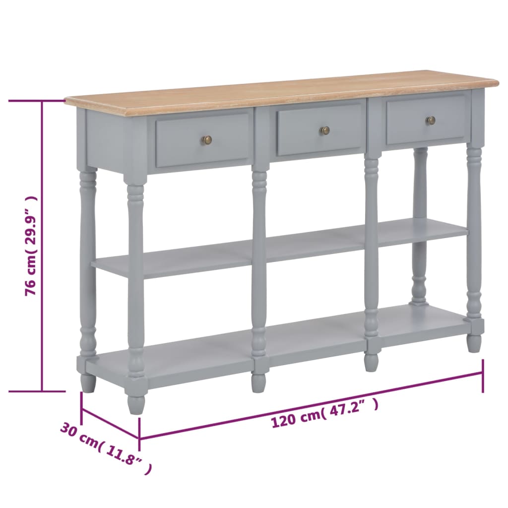 Wandtafel 120x30x76 cm MDF grijs