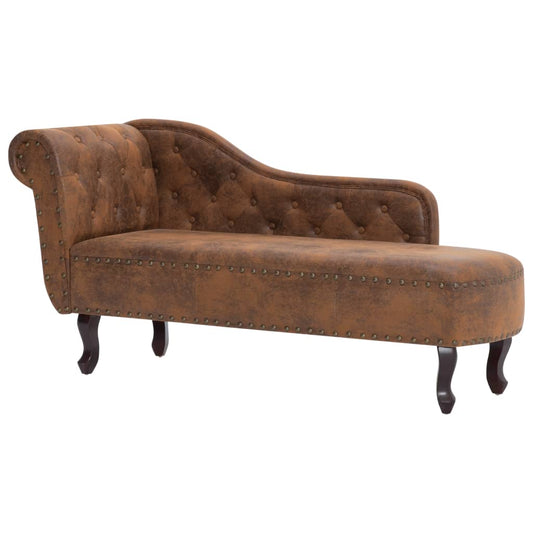 Chaise longue kunstsuède bruin