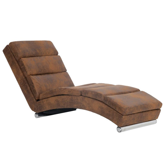 Chaise longue kunstsuède bruin