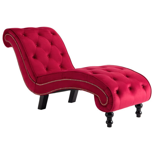 Chaise longue fluweel rood