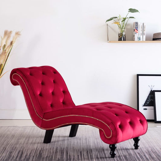 Chaise longue fluweel rood