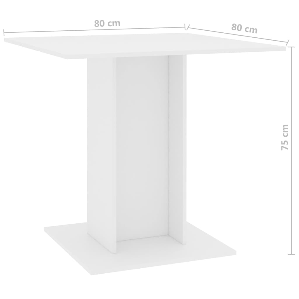 Eettafel 80x80x75 cm bewerkt hout wit