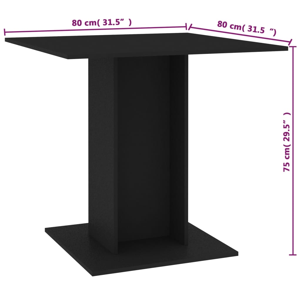 Eettafel 80x80x75 cm bewerkt hout zwart