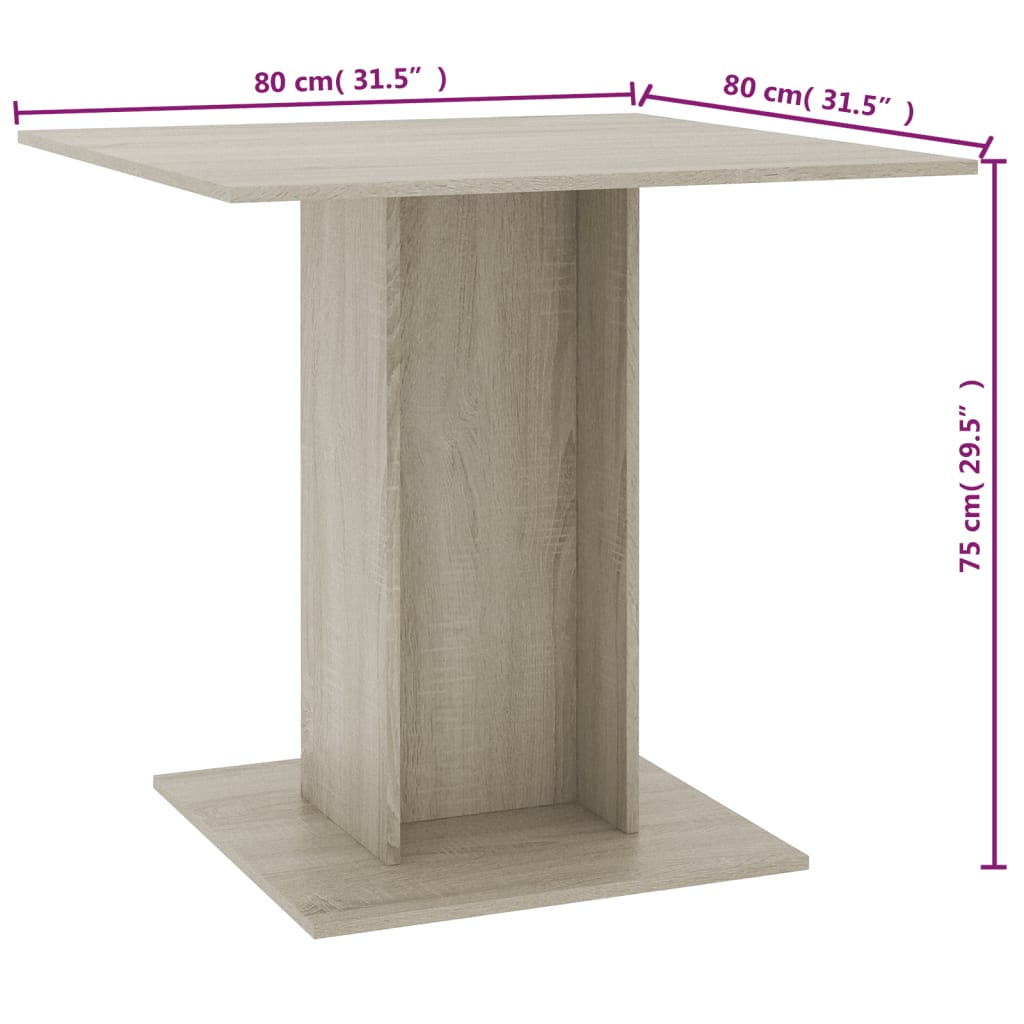 Eettafel 80x80x75 cm spaanplaat sonoma eikenkleurig