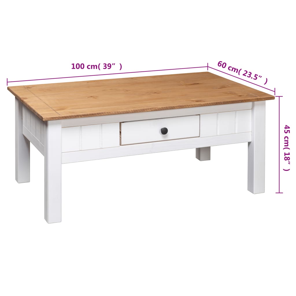 Salontafel Panama Range 100x60x45 cm massief grenenhout wit