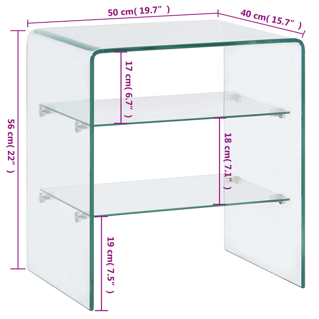 Salontafel 50x40x56 cm gehard glas