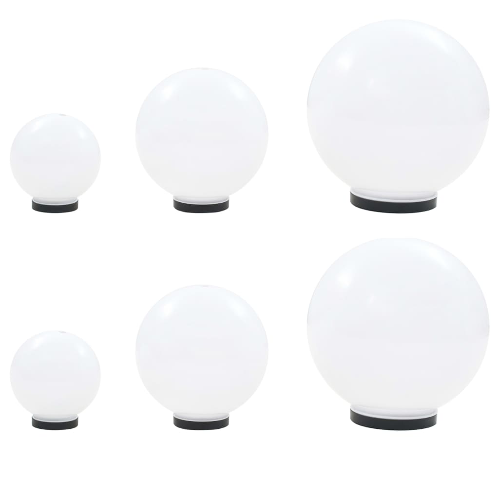 6-delige LED-bollampenset rond 20/30/40 cm PMMA