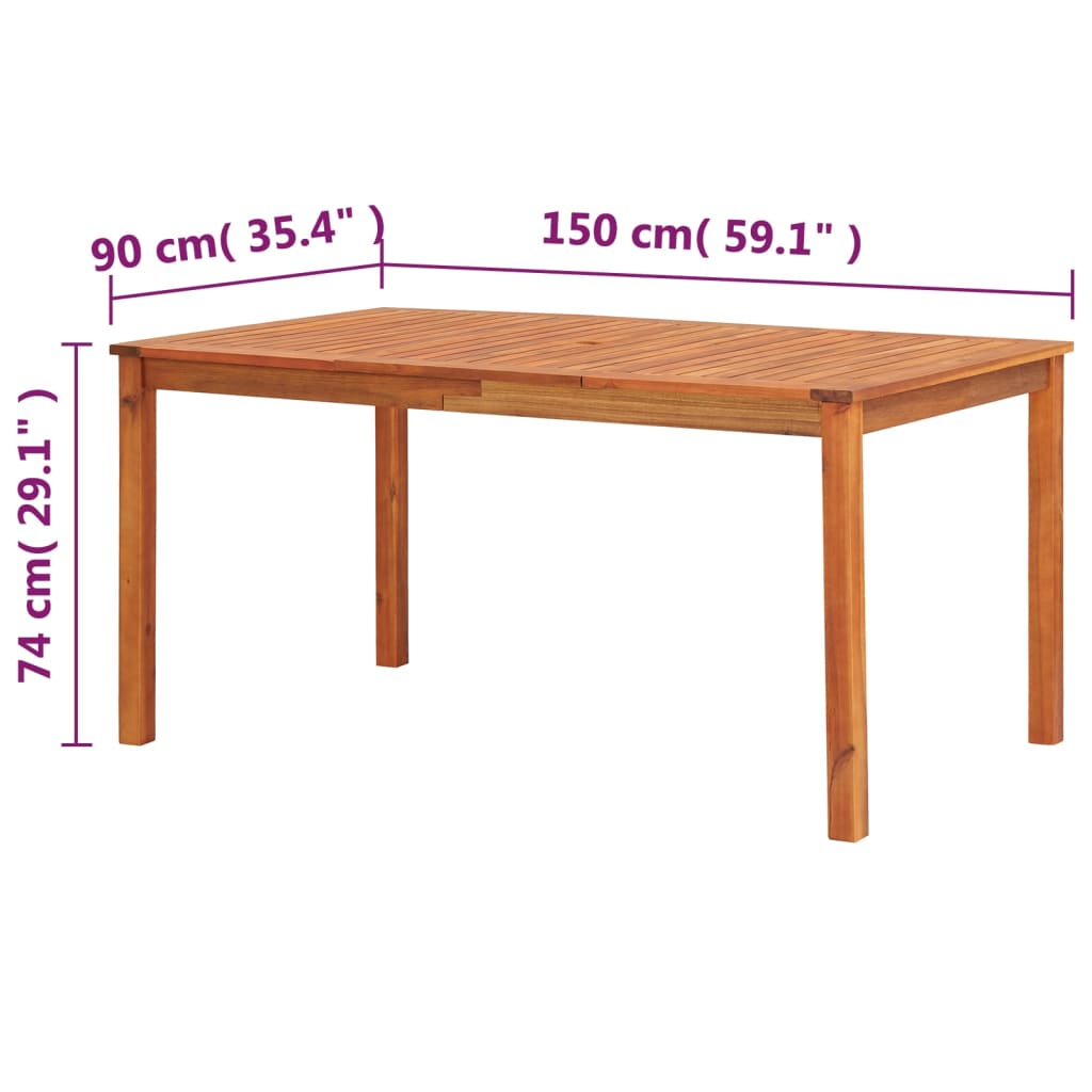 Tuintafel 150x90x74 cm massief acaciahout