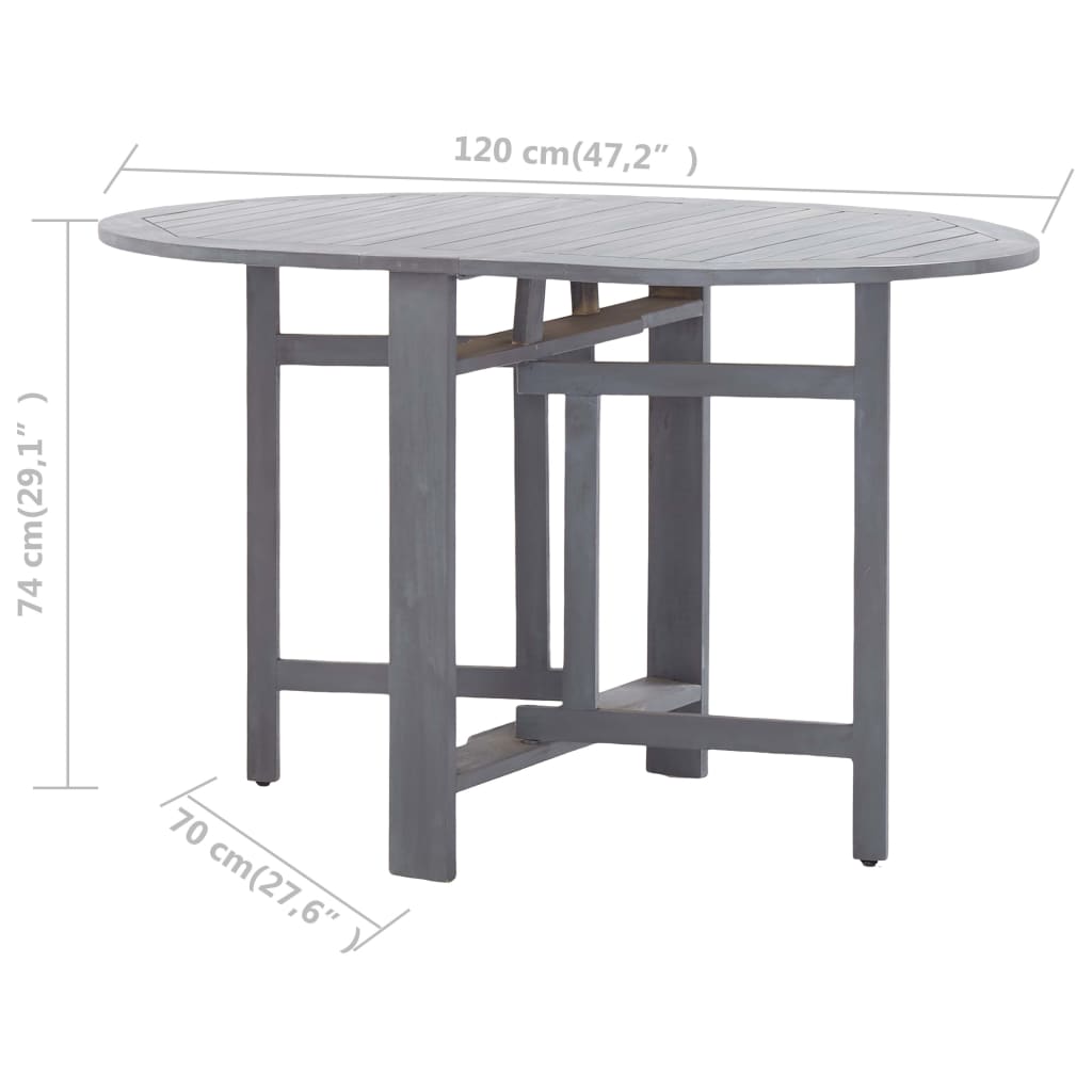 Tuintafel 120x70x74 cm massief acaciahout grijs