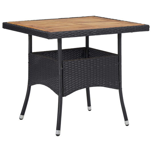 Tuintafel poly rattan en massief acaciahout zwart