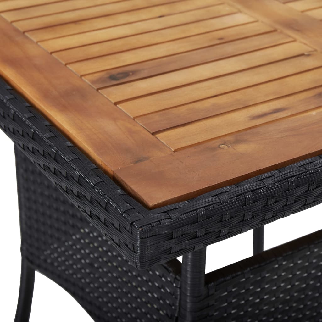 Tuintafel poly rattan en massief acaciahout zwart