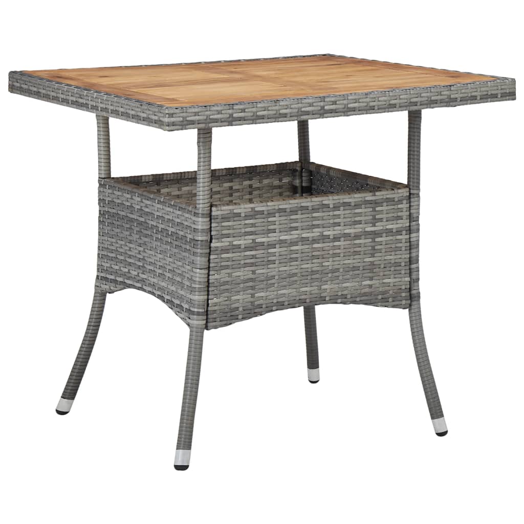 Tuintafel poly rattan en massief acaciahout grijs