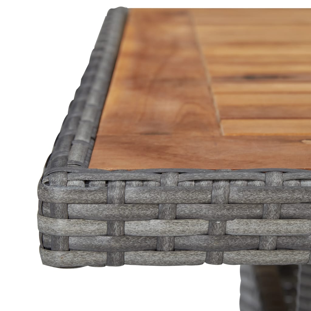 Tuintafel poly rattan en massief acaciahout grijs