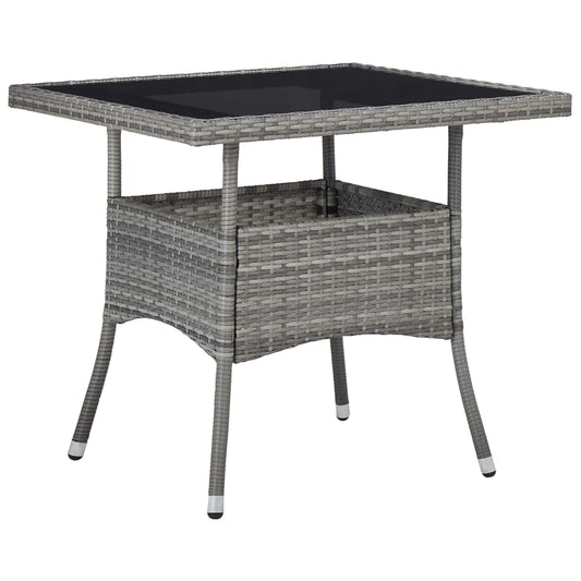 Tuintafel poly rattan en glas grijs