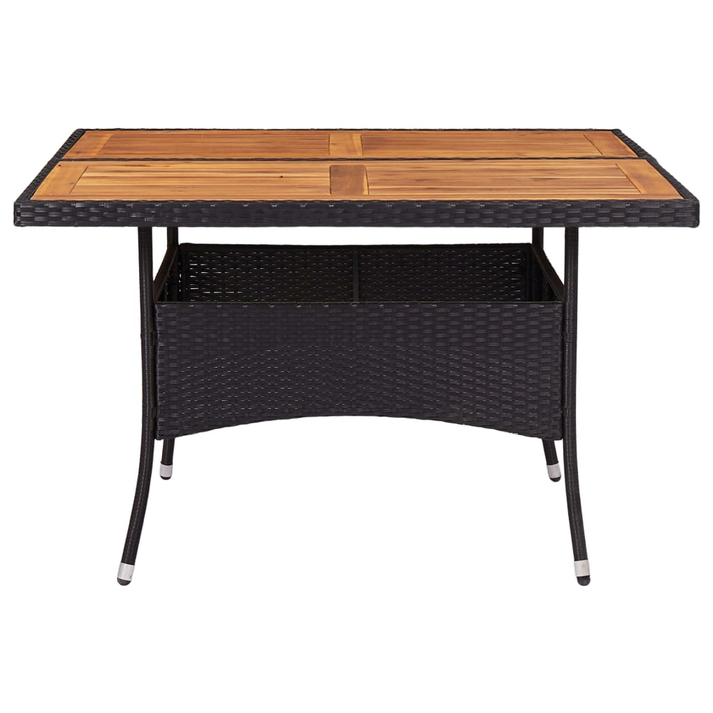 Tuintafel poly rattan en massief acaciahout zwart