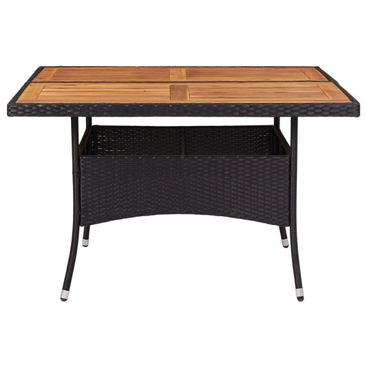 Tuintafel poly rattan en massief acaciahout zwart