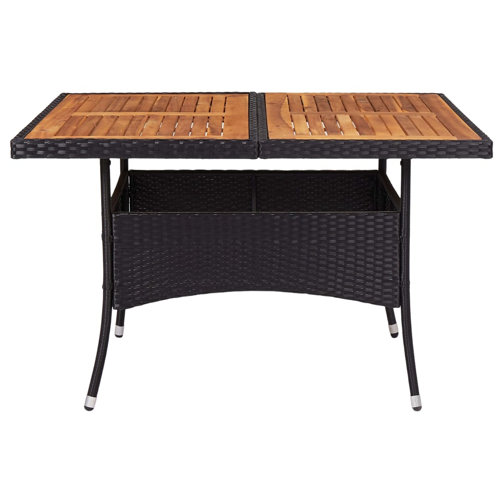 Tuintafel poly rattan en massief acaciahout zwart