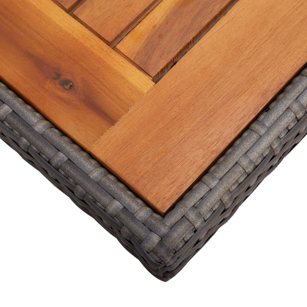 Tuintafel poly rattan en massief acaciahout grijs