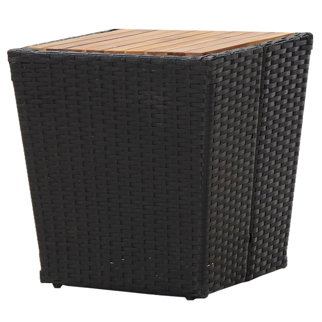 Theetafel 41,5x41,5x43 cm poly rattan massief acaciahout zwart