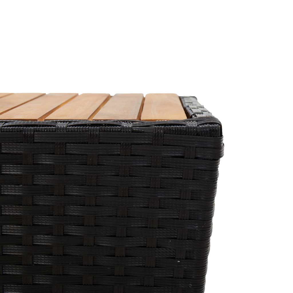 Theetafel 41,5x41,5x43 cm poly rattan massief acaciahout zwart