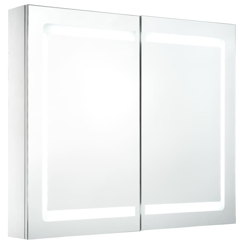 Badkamerkast met spiegel en LED 80x12,2x68 cm