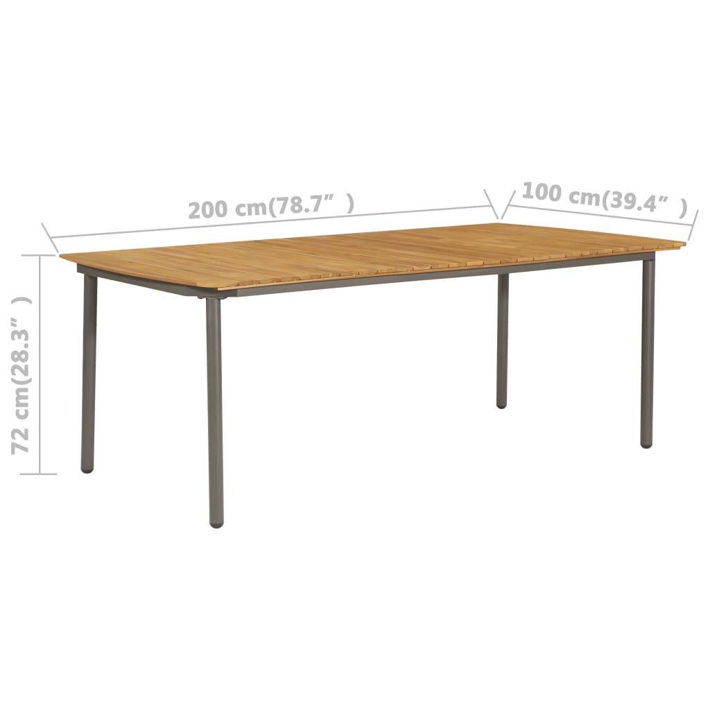 Tuintafel 200x100x72 cm massief acaciahout en staal