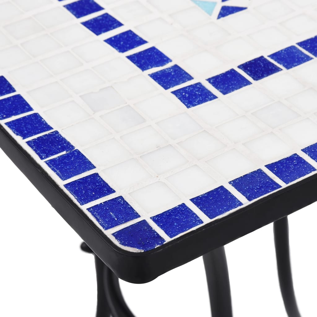 Bistrotafel mozaïek 60 cm keramiek blauw en wit