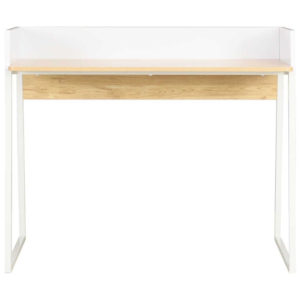 Bureau 90x60x88 cm wit en eikenkleurig