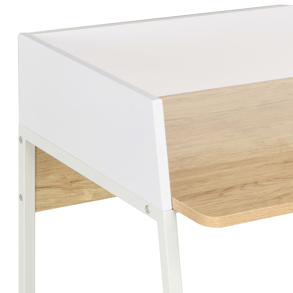 Bureau 90x60x88 cm wit en eikenkleurig