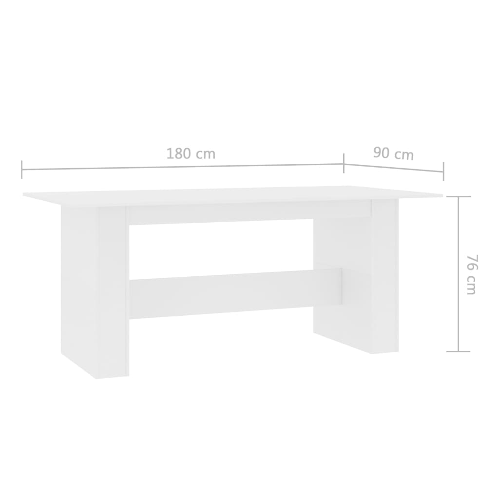 Eettafel 180x90x76 cm bewerkt hout wit