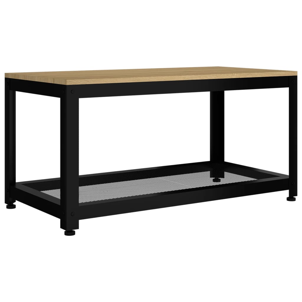 Salontafel 90x45x45 cm MDF en ijzer lichtbruin en zwart