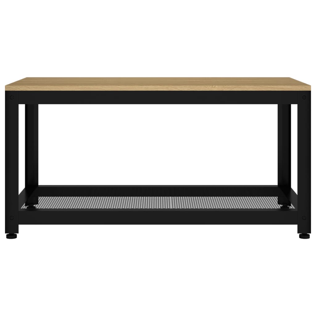 Salontafel 90x45x45 cm MDF en ijzer lichtbruin en zwart