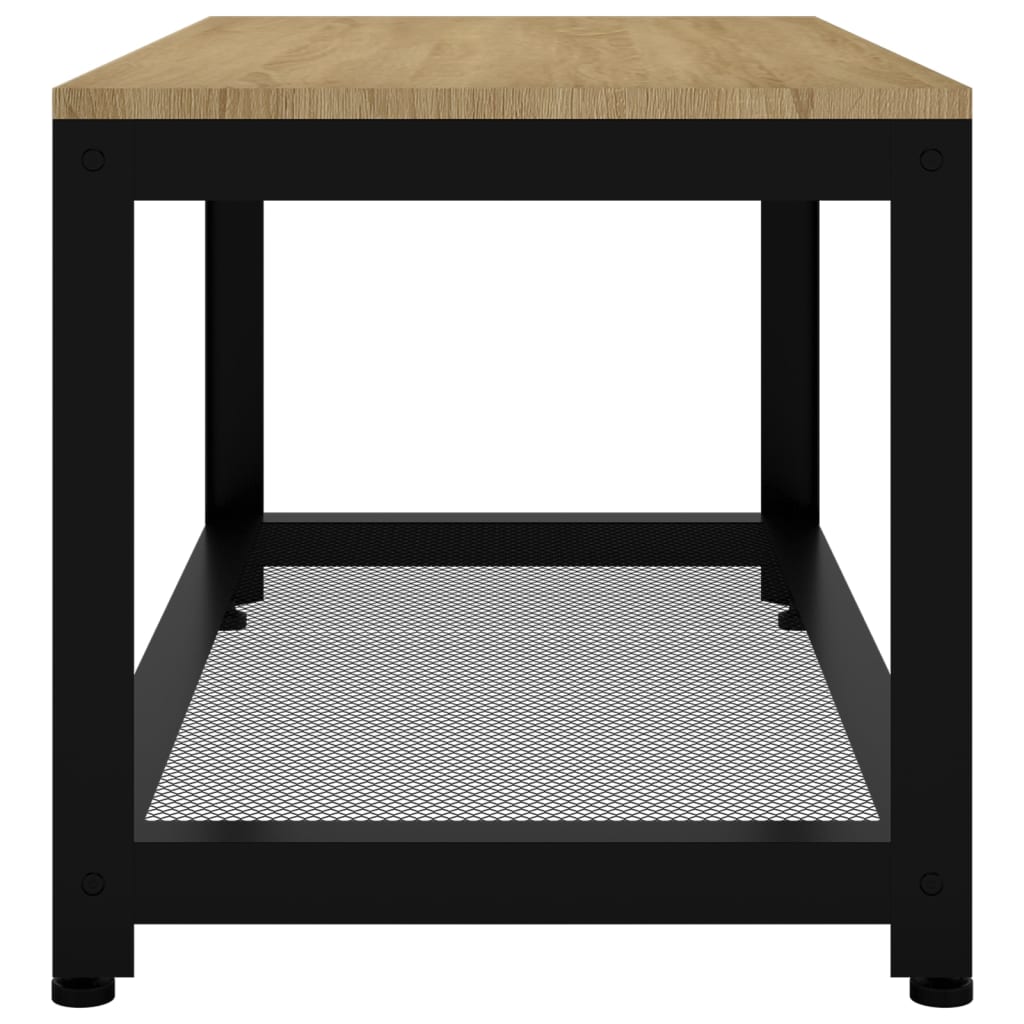 Salontafel 90x45x45 cm MDF en ijzer lichtbruin en zwart