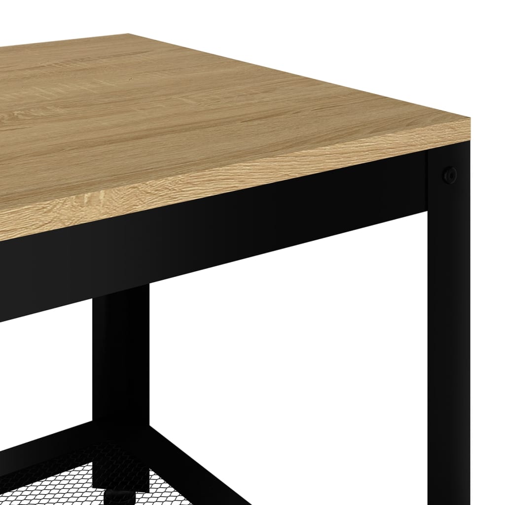 Salontafel 90x45x45 cm MDF en ijzer lichtbruin en zwart