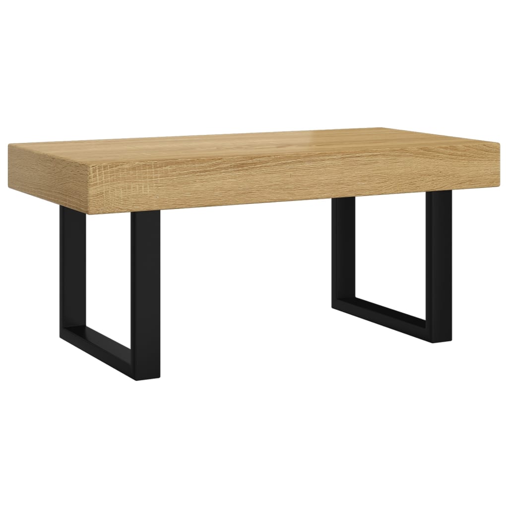 Salontafel 90x45x40 cm MDF en ijzer lichtbruin en zwart