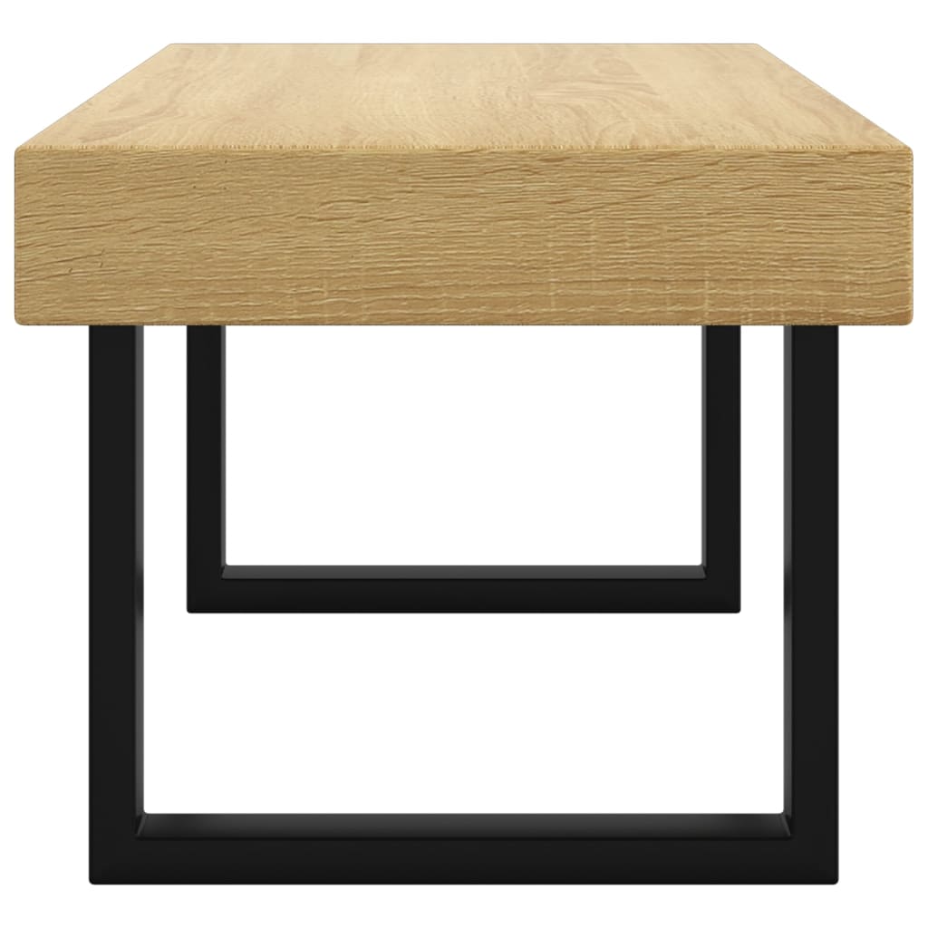 Salontafel 90x45x40 cm MDF en ijzer lichtbruin en zwart