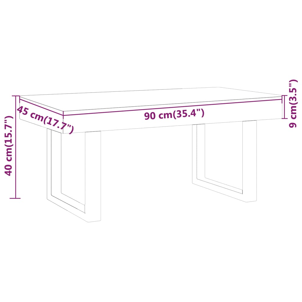 Salontafel 90x45x40 cm MDF en ijzer lichtbruin en zwart