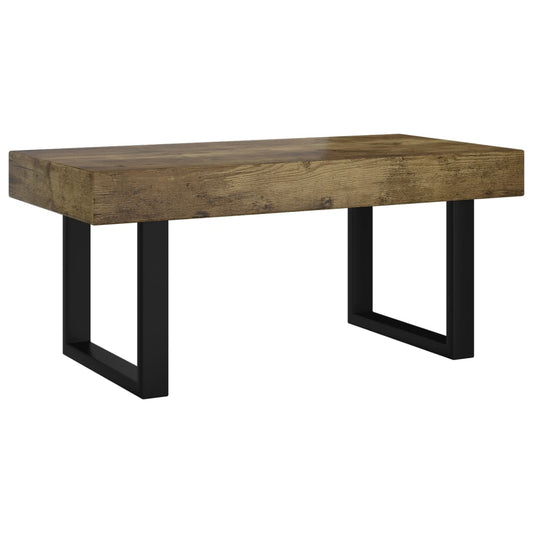 Salontafel 90x45x40 cm MDF en ijzer donkerbruin en zwart